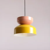 Oprawy, klosze i abażury - Lampa wisząca Tula w designerskim stylu z kloszem w kolorze żółto-różowym - miniaturka - grafika 1