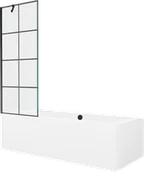 Wanny - Mexen Cube wanna prostokątna 170 x 80 cm z obudową i parawanem 1-skrzydłowym 70 cm, czarny wzór - 550517080X9507007077 - miniaturka - grafika 1
