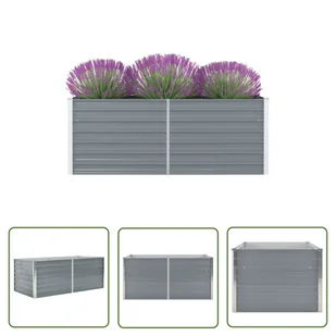 The Living Store Donica do podniesionej grządki - 160x80x45 cm - stal - szara - Skrzynia Do Podniesionej Grządki - Donice - miniaturka - grafika 1