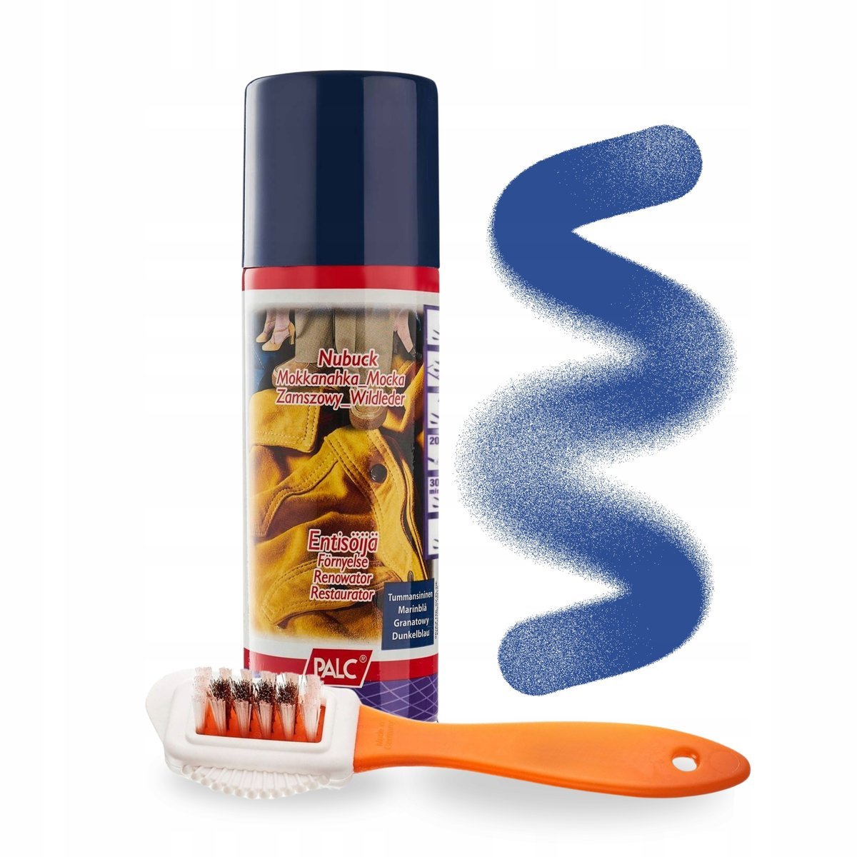 Granatowy Spray Renowator i Szczotka Dwustronna do Zamszu Palc Zestaw 2w1