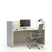 Zestawy mebli biurowych - B2B Partner Zestaw mebli biurowych single z parawanem SEGMENT, prosty, dąb naturalny / biały 611682 - miniaturka - grafika 1