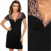 Bielizna nocna - Koszula nocna z koronką DONNA Adele czarna XXL 44 - miniaturka - grafika 1