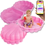 Place zabaw - PIASKOWNICA ZAMYKANA Duża MUSZELKA XL RÓŻOWA Plastikowa z Pokrywą Basen 2w1 PREZENT DLA DZIECKA + EBOOK - miniaturka - grafika 1