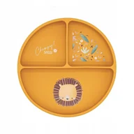 Miseczki i talerzyki dla dzieci - SASSITalerz silikonowy z przyssawką Z PRZEGRÓDKAMI Lew - miniaturka - grafika 1