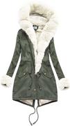 New Age BAWEŁNIANA PARKA Z FUTREM KHAKI-BIAŁA (K720) -