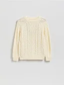 Bluzy dla chłopców - Reserved - Bawełniany sweter - złamana biel - miniaturka - grafika 1