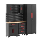 Pozostałe wyposażenie warsztatu - MSW Szafa warsztatowa modułowa blat 132 x 42,7 x 2,5 cm ściana perforowana MSW Szafka na kółkach zamykana - miniaturka - grafika 1