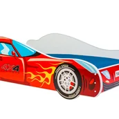 Łóżka dla dzieci i młodzieży - Łóżko Dziecięce w Kształcie Samochodu 4x4 Czerwone 140x70 cm z Materacem – Sportowy Design dla Dzieci, Solidna Konstrukcja, Łatwy Montaż - miniaturka - grafika 1
