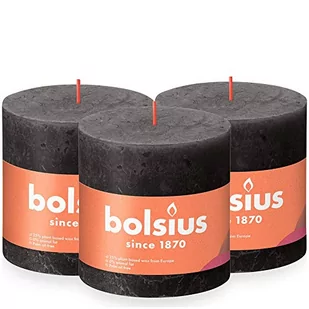 Bolsius Rustykalne świece pieńkowe Shine, 3 szt., 100x100 mm, szare Sfeerpunt - Świece - miniaturka - grafika 1