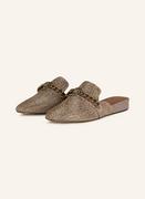 Moda i Uroda OUTLET - Kurt Geiger Mules Z Ozdobnymi Kamykami beige - miniaturka - grafika 1