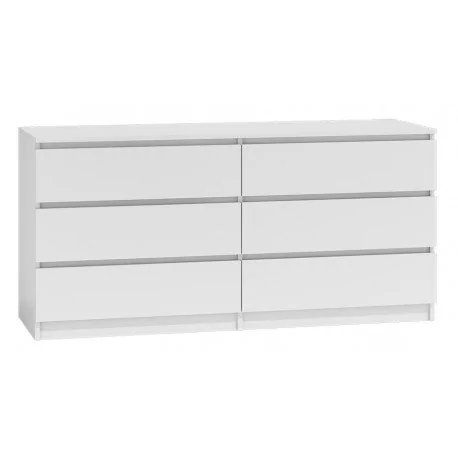 Topeshop Komoda MALWA, 6 szuflad, biała, 138x40x77 cm