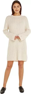 Sukienki - Tommy Hilfiger Damska miękka wełna Ao Cable C-nk sukienka sweter, Kaszmirowy krem, XXS - grafika 1