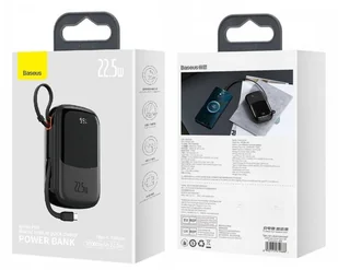 Baseus Qpow Pro – Power Bank 20 000 mAh z wbudowanym kablem USB-C – 22,5 W - Powerbanki Baseus Qpow Pro – Power Bank 20 000 mAh z wbudowanym kablem USB-C – 22,5 W - Powerbanki - miniaturka - grafika 1