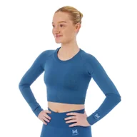 Koszulki sportowe damskie - Xtreme Sportswear Crop Damski top sportowy z długim rękawem Niebieski - miniaturka - grafika 1