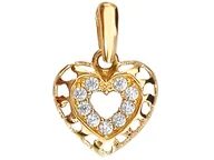 Wisiorki - Złota przywieszka serduszko 585 ażurowe serce z białymi cyrkoniami na prezent - miniaturka - grafika 1