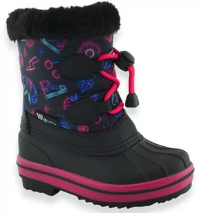 Dziewczęce buty zimowe śniegowce Wojtyłko 24104 Czarne - Buty dla dziewczynek - miniaturka - grafika 1