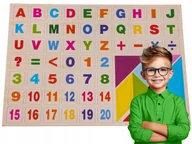 Tablice dla dzieci - edukacyjna TABLICA DREWNIANA literki cyferki pisak NAUKA PISANIA LICZENIA - miniaturka - grafika 1