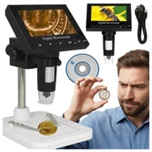 Mikroskopy i lupy - Cyfrowy Mikroskop POWIĘKSZENIE x1000 Regulowany STATYW USB LED LUPA LCD 4,3 - miniaturka - grafika 1