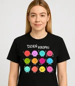 Koszulki dla dziewczynek - Czarna damska koszulka na Dzień Kropki - miniaturka - grafika 1