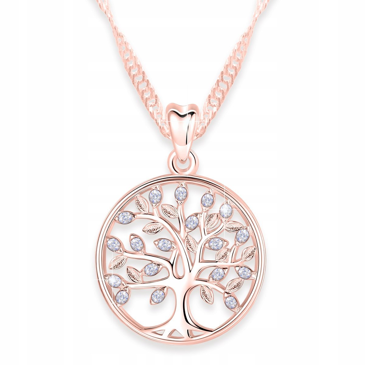 Naszyjnik Pozłacany Drzewko Życia z Cyrkoniami Drzewo Szczęścia SREBRO 925