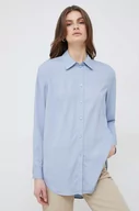 Koszule damskie - Calvin Klein koszula damska kolor niebieski relaxed z kołnierzykiem klasycznym - miniaturka - grafika 1