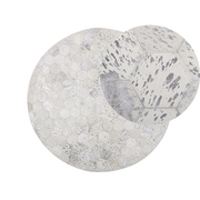 Dywany - Beliani Dywan patchworkowy okrągły skórzany 140 cm srebrny BOZKOY - miniaturka - grafika 1