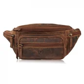 Nerki - SASZETKA MĘSKA SKÓRZANA KLASYCZNA NERKA BIODROWA BRĄZOWA VINTAGE PAOLO PERUZZI T-136-HBR - miniaturka - grafika 1