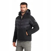 Kurtki męskie - Pikowana męska kurtka z łączonych materiałów czarna V1 OM-JALP-0172 XXL - miniaturka - grafika 1
