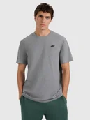 Koszulki męskie - 4F T-shirt regular gładki męski - szary XXL - miniaturka - grafika 1