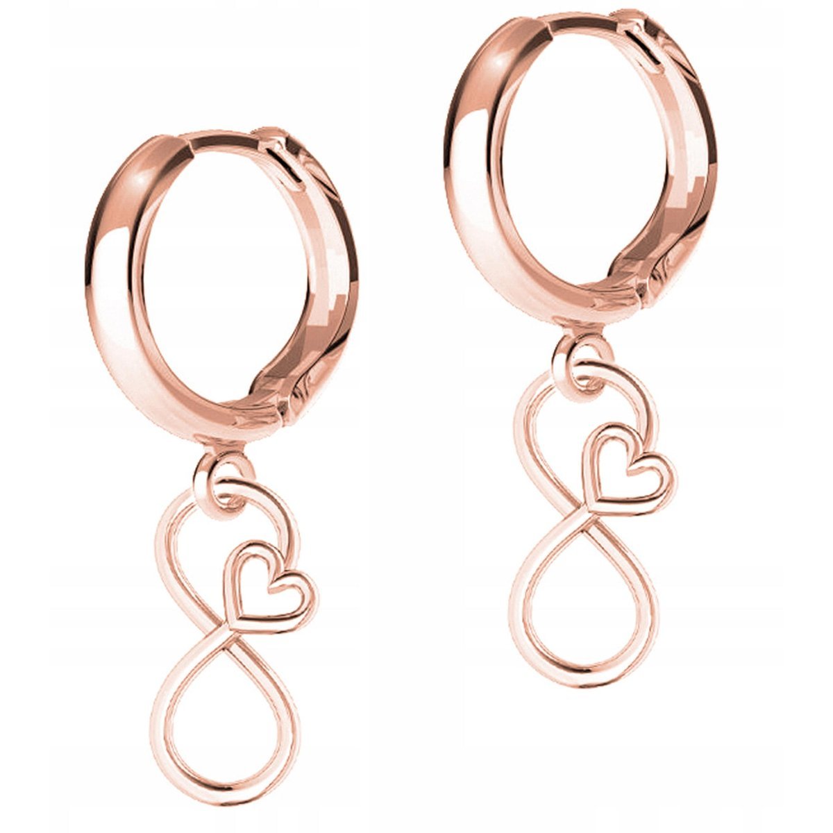 Kolczyki Pozłacane Serca z Nieskończonością Ósemki Serduszka SREBRO 925