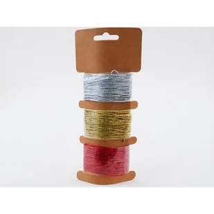 Sznurek dekoracyjny 10 m 3 sztuki srebrny / złoty / czerwony - Ozdoby bożonarodzeniowe - miniaturka - grafika 1