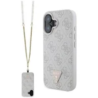 Etui i futerały do telefonów - Guess GUHCP16SP4TDSCPP iPhone 16 6.1" różowy/pink hardcase Leather Metal Logo Strass Crossbody - miniaturka - grafika 1