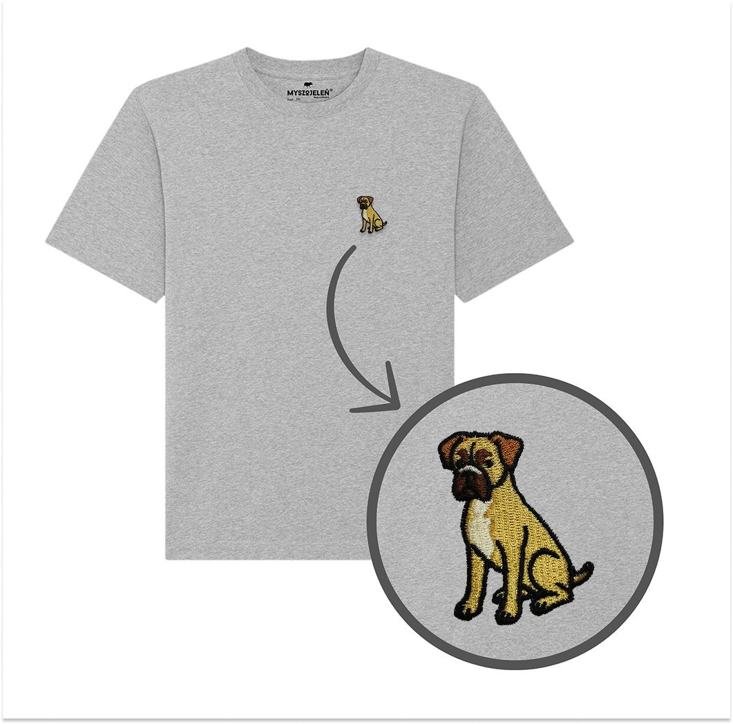 Haftowany T-shirt - BOKSER - szary L