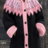 Swetry damskie - TEMU Elegancki damska kardigan z kapturem na zimę - miękki, gruby sweter wkładany przez głowę w fioletowo-kolorowe , przytulna, codzienna kurtka z - miniaturka - grafika 1