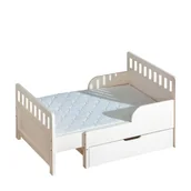 Łóżka dla dzieci i młodzieży - Łóżko Rozsuwane 80 x 130-200 ze Stelażem Iga Dolmar Sosna Barwiona na Biel - miniaturka - grafika 1