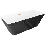 Wanny - Mexen Tava wanna wolnostojąca ryflowana 170 x 75 cm, biała/czarna, przelew miedź szczotkowana - 52851707575-65 - miniaturka - grafika 1