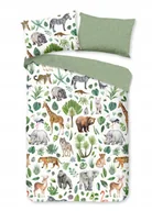 Pościel dla dzieci - Pościel safari żyrafa tygrys 140x200 zwierzęta zielona bawełniana dziecięca - miniaturka - grafika 1