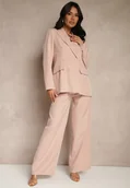 Komplety damskie - Różowy Garnitur Spodnie i Marynarka z Usztywnionymi Ramionami Sonavienna - miniaturka - grafika 1