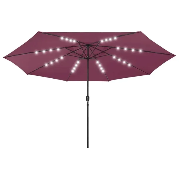 Modny parasol ogrodowy z LED, bordowy, 400 x 248 cm, metal/poliester