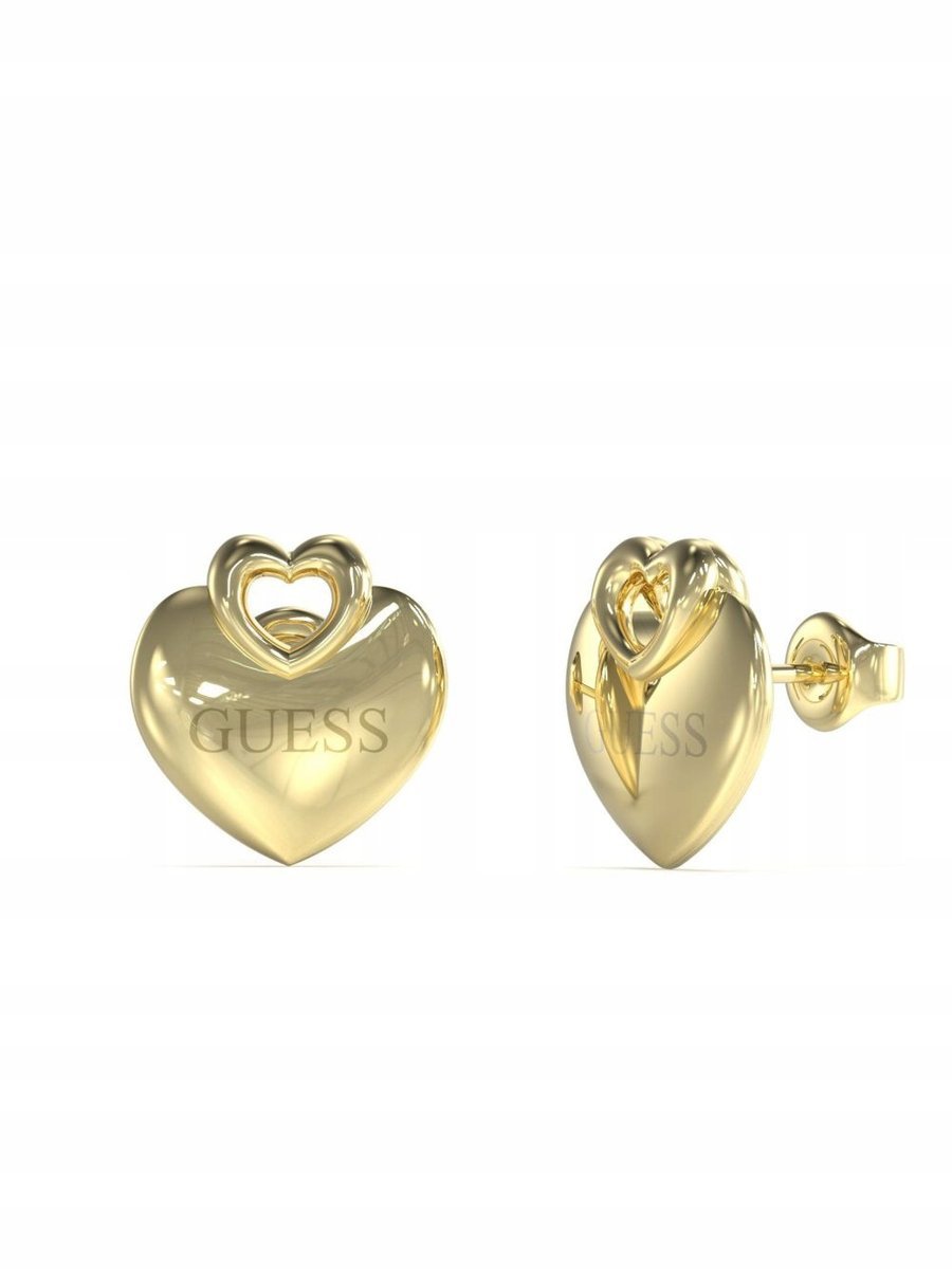 Guess CRAZY IN LOVE złote kolczyki serca JUBE05218JW-YG