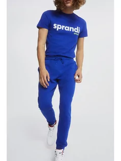 Spodnie sportowe męskie - Sprandi Spodnie dresowe AW21-SJM007 Niebieski Regular Fit - grafika 1