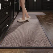 Dywany - Mata kuchenna TPR, antypoślizgowy, chłonny, pleciony dywanik z poliestru – szary + brązowy, 45 x 70 cm, odporny na olej, wodę i brud, zmywalny, gruby - miniaturka - grafika 1