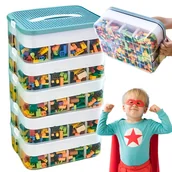 Klocki - PUDEŁKO PLASTIKOWE NA KLOCKI POJEMNIK Z PRZEGRÓDKAMI 5 POZIOMÓW [DG-PK1-5W] - miniaturka - grafika 1