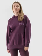 Bluzy sportowe damskie - Damska bluza dresowa nierozpinana z kapturem 4F 4FWAW24TSWSF1338 - fioletowa - miniaturka - grafika 1