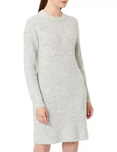 PIECES Damska sukienka PCELLEN LS O-Neck Knit Dress NOOS BC, Light Grey Melange, M - Sukienki - miniaturka - grafika 1