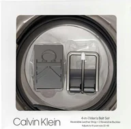Paski - ZESTAW 4W1 PASEK MĘSKI CALVIN KLEIN SKÓRA DWUSTRONNY CZARNY BRĄZOWY GIFTBOX - miniaturka - grafika 1