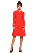 Sukienki - Czerwona Sukienka z Długim Rękawem - miniaturka - grafika 1