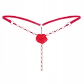 Majtki damskie - Stringi koronkowe czerwone paseczki perełki - S/M - miniaturka - grafika 1