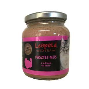 Leopold Pasztetowy mus z mięsem indyka dla kotów 300g +10% Gratis (Słoik) - Mokra karma dla kotów - miniaturka - grafika 1
