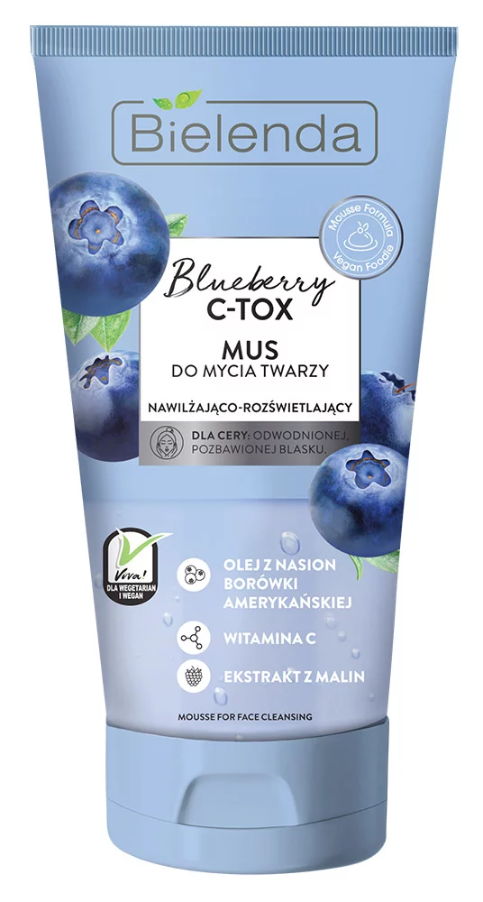 Bielenda Blueberry C-TOX Nawilżająco - Rozświetlający Mus Do Mycia Twarzy 135g